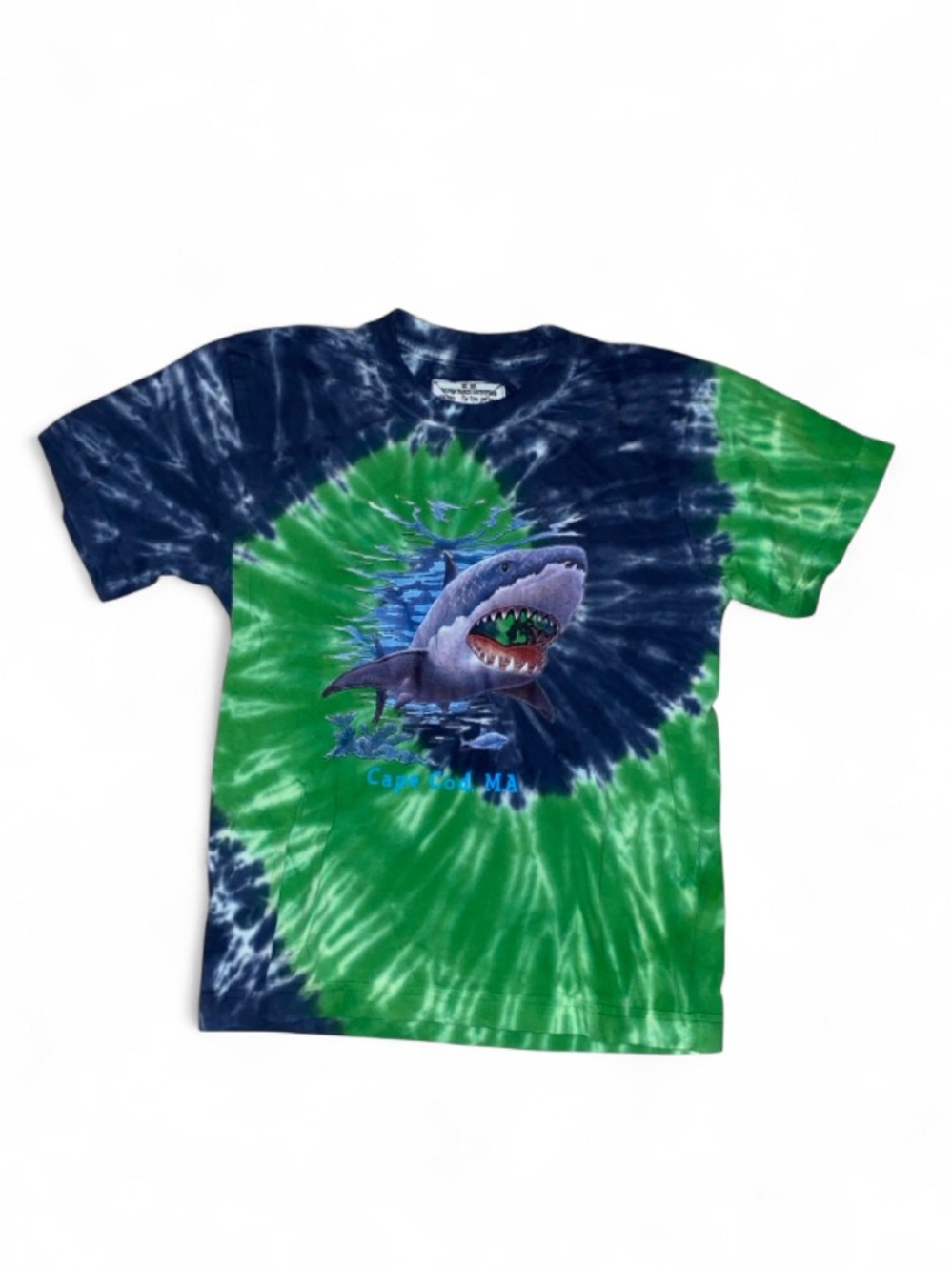 Kids Tie-Dye Shark Graphic Tee - Green & Navy by Unknown Brand